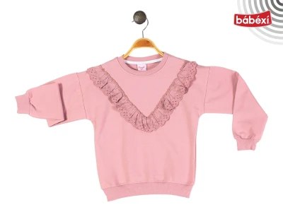 Ön Renkli Dantel Fırfırlı Sweat