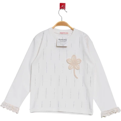 Ön Taşlı Papatya Nakışlı Sweatshirt