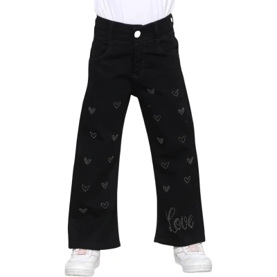 Palazzo Pants Love Rhinestone Black