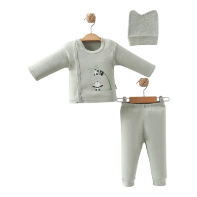 Panda Printed Cotton Jersey Onesie Set
