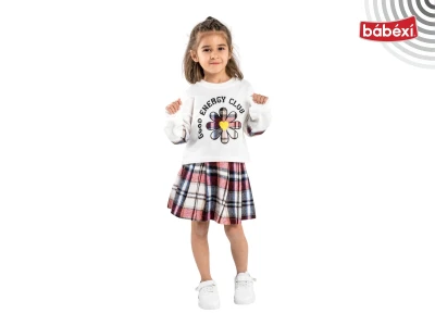 Papatya Nakışlı Ekose Etekli Takım