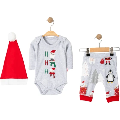 Penguen Ayı Baskılı Body'li 3'lü Takım