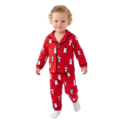 Penguen Baskılı Uzun Kollu Pijama Takım