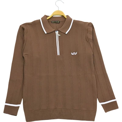 Polo Yaka Fermuarlı Kanat Nakışlı Sweat