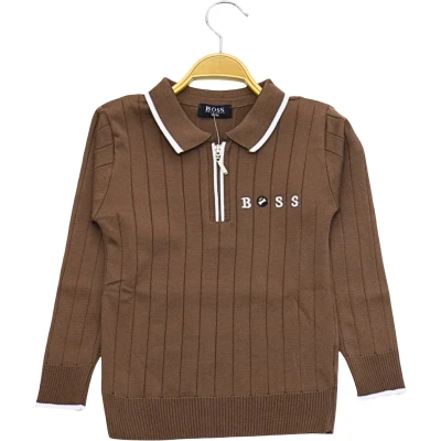 Polo Yaka Renkli Nakışlı Fermuarlı Sweat