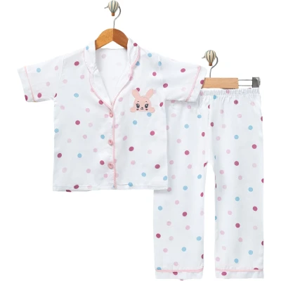 Polka Dot Bunny Collared Pyjama Set 4Y-6Y