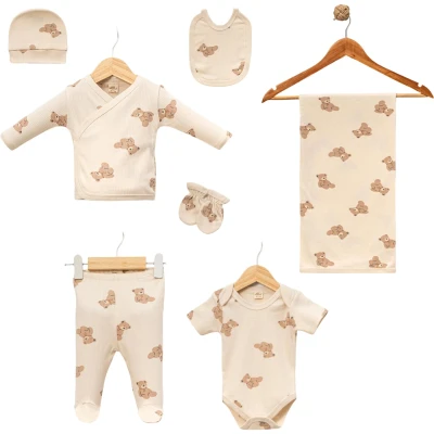 Bear Print 7-Piece Set With Blanket 3M