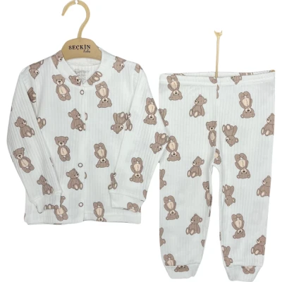 Raporlu Çıtçıtlı Pijama Kahve Ayı