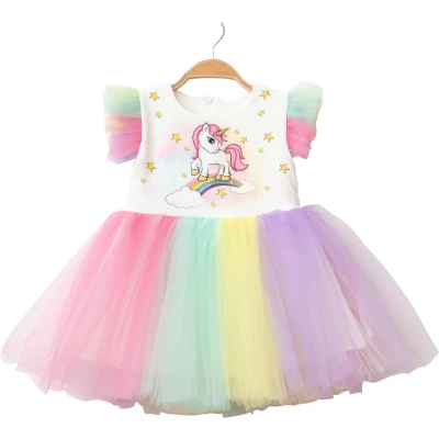Renkli Ünicorn Elbise