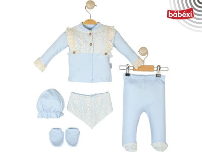 Robe-style lace ruffled 5-piece newborn set
