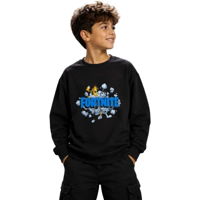 Şardonsuz Baskılı Üç İplik Sweat