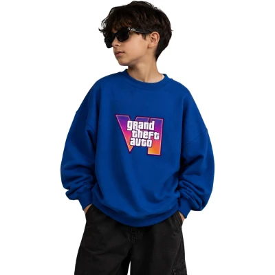 Şardonsuz Baskılı Üç İplik Sweat