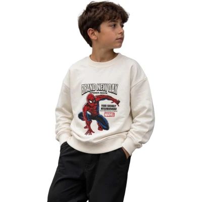 Şardonsuz Baskılı Üç İplik Sweat
