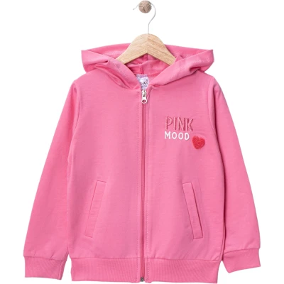 Şardonsuz İkiiplik Pink Flatolu Kız Hırka 5 Yaş - 8 Yaş