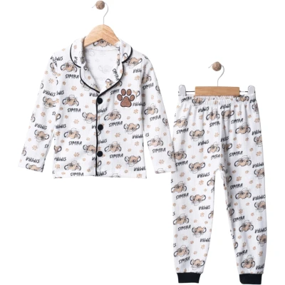 Simba Patili Süzeneli Yakalı Pijama Takım