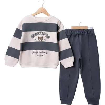 Sportif's Thick Striped Little Bear Print Boys' Set