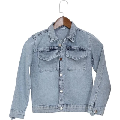 Stitch printed girls denim jacket
