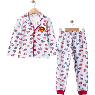 Süperman Süzeneli Yakalı Pijama Takım