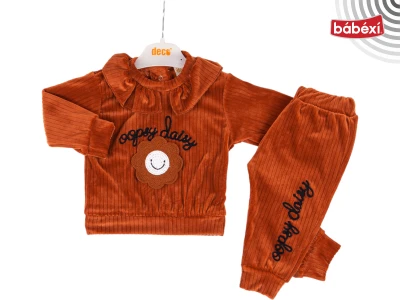 Eyelet-Lace Velvet Girls' Baby Outfit Set