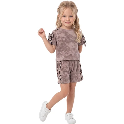 Taşlı Fiyonklu Batik Kız Takım