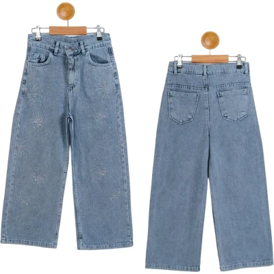 Rhinestone Girls Denim Pants