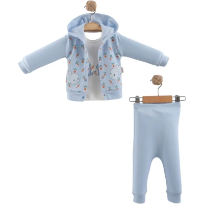 Rabbit Print Cardigan Jersey Set