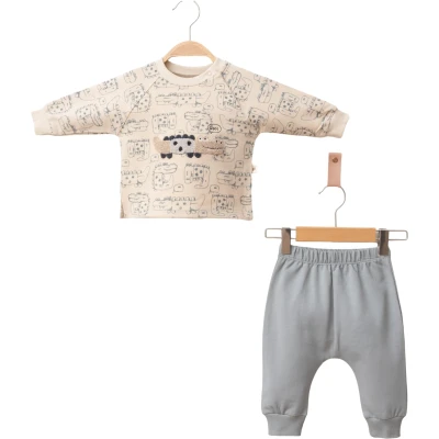 Crocodile Embroidered Waffle 2-Piece Set