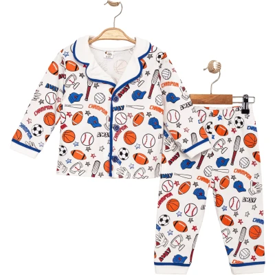 Ball-Print Long-Sleeve Pajama Set