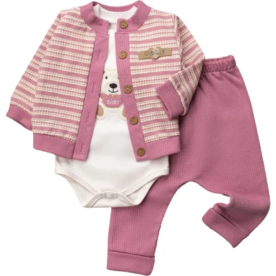 Knit Pattern Girls Three-Piece Set