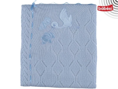 Triko Elyaflı Leylekli Bebe Battaniye 80*95 Cm