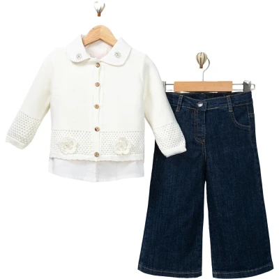 Knit Vest & Shirt Girls' Three-Piece Set