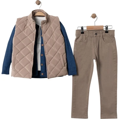 Four-Piece Set with Knit Vest