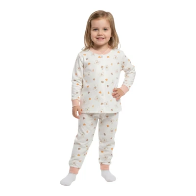 Turuncu Kalp Çıtçıtlı Pijama