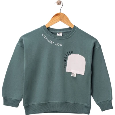 Wow Yazılı Etiketli Cepli Sweat