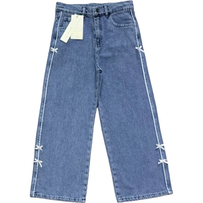Side Bow Girls' Denim Trousers
