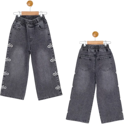 Side Embroidered Girl Denim Trousers