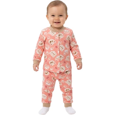 Apricot Fox Snap-Button Pajamas