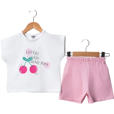 Yazlık Cherry Kiraz Baskılı Şortlu Takım