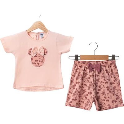 Summer Mickey Embroidered With Shorts Set