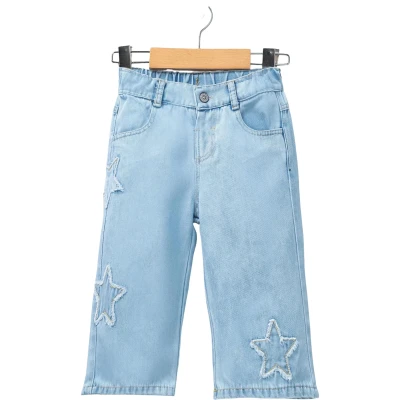 Star-embroidered Denim Pants