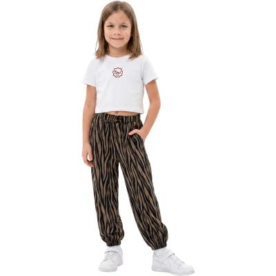 Zebra Print Viscose Cuffed Trousers 8Y-12Y